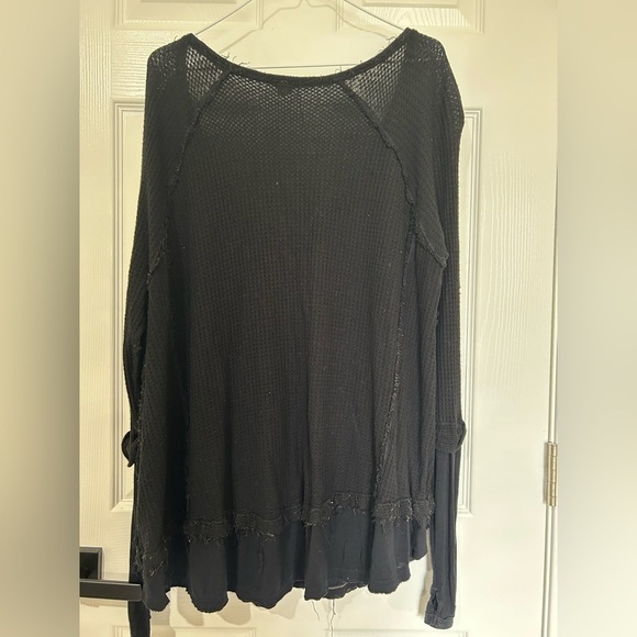We the Free People Black Laguna oversized long sleeve shirt distressed used Med - Picture 5 of 8